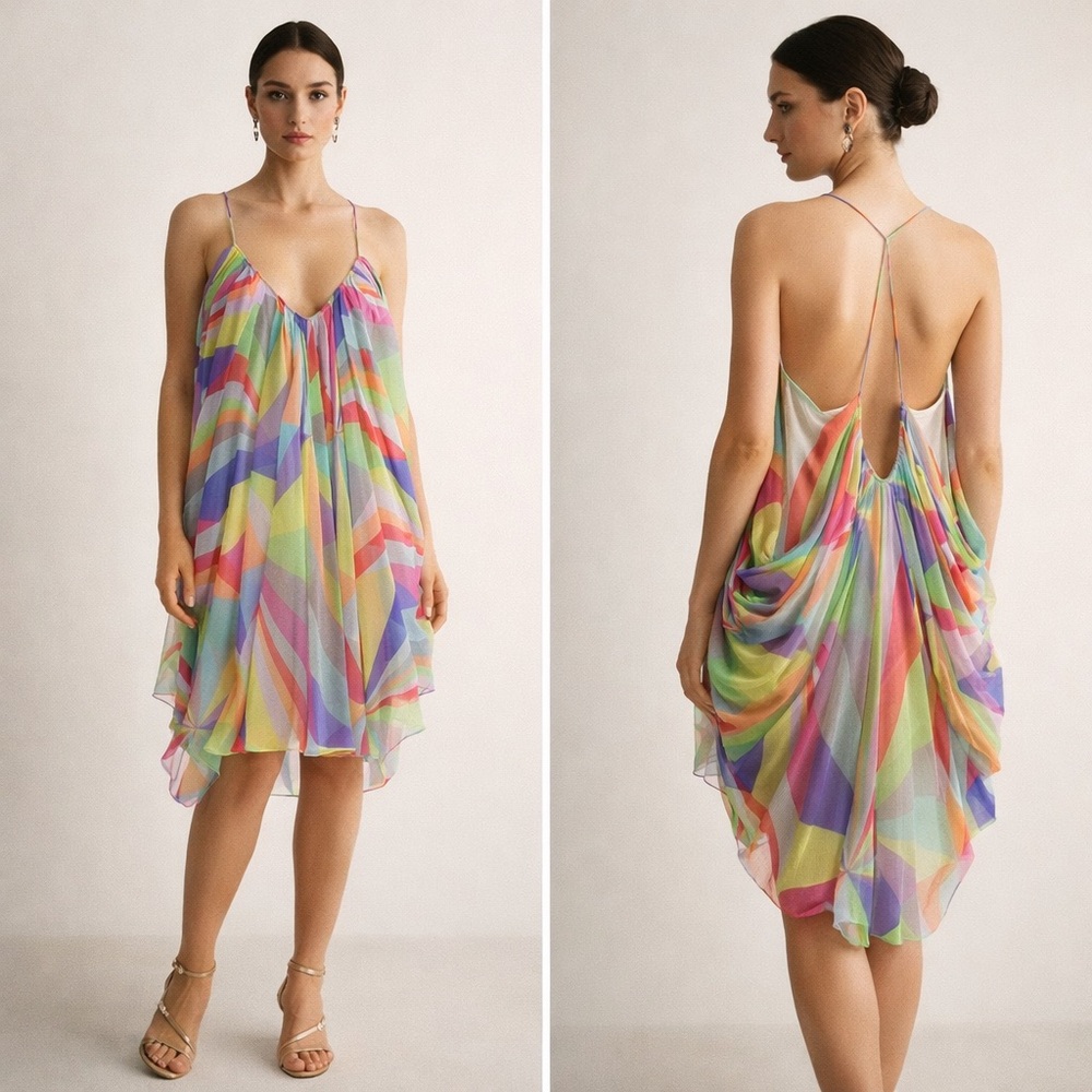Mara‎ Hoffman Silk Multicolor Dress Sz.6 NWT